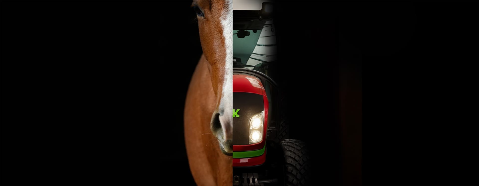 Paard en tractor hero afbeelding